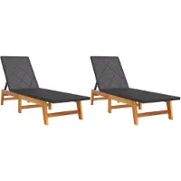 vidaXL Sonnenliegen 2 Stk. Schwarz Braun Poly Rattan Massivholz Akazie