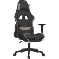 vidaXL Gaming-Stuhl mit Massage & Fußstütze Schwarz und Taupe Stoff
