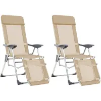 vidaXL Klappbare Liegestühle mit Fußteil 2 Stk. Creme Textilene