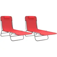 vidaXL Sonnenliegen Klappbar 2 Stk. Rot Textilene und Stahl