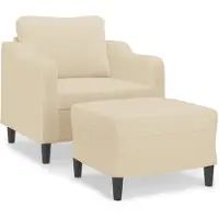 vidaXL Sessel mit Hocker Creme 60 cm Stoff