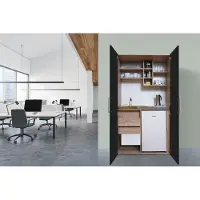 Respekta Küche Büroküche Miniküche Singleküche Eiche Schwarz Peter 104 cm, mit Glaskeramikkochfeld, ohne Mikrowelle