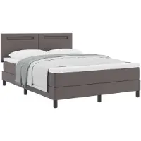 vidaXL Boxspringbett mit Matratze Grau 160 x 200 cm Kunstleder