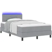 vidaXL Boxspringbett mit LED-Lichtleisten Hellgrau 120 x 190 cm Stoff