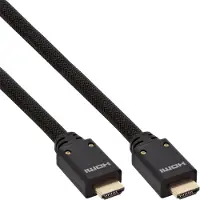 InLine HDMI Aktiv-Kabel, HDMI-High Speed mit Ethernet, 4K2K, Stecker / Stecker, schwarz / gold, Nylo