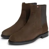 Tommy Hilfiger Damen Stiefeletten Enamel Flag Suede Ankle Chelsea - Bruin - Größe 38