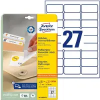 Avery-Zweckform Universal-Etiketten, 63,5 x 29,6 mm, wiederablösbar
