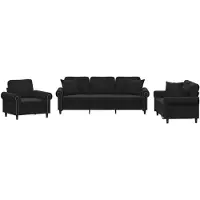 vidaXL 3-tlg. Sofagarnitur mit Kissen Schwarz Samt