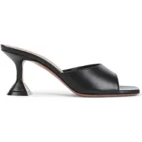 Amina Muaddi Slipper & Pantoletten - Open-Toe Black Nappa Leather Mules With Flared Hee - Gr. 37 (EU) - in Schwarz - für Damen