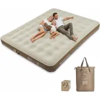 OEM Luftmatratze - Aufblasbares Bett - Camping und zu Hause - Mit integrierter Pumpe - Extra groß - Braun