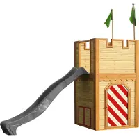 Axi Spielhaus Arthur mit grauer Rutsche | Spielschloss aus Holz für Kinder | Spielturm für den Garten