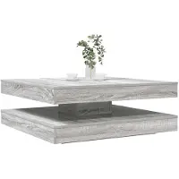vidaXL Couchtisch 360-Grad Drehbar Grau Sonoma 90x90x34,5 cm