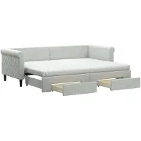vidaXL Tagesbett Ausziehbar mit Schubladen Hellgrau 80x200 cm Samt