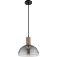 Globo Pendelleuchte Romy E27 Schwarz matt rauchfarben Metall Glas Ø30cm