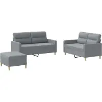 vidaXL 3-tlg. Sofagarnitur mit Kissen Hellgrau Stoff