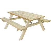 Axi Julie Picknicktisch aus Holz in Naturfarben für 6 Personen | Picknick Tisch / Picnic Table / Picknickbank für Erwachsene | Set für den Garten | 177 x 154 cm