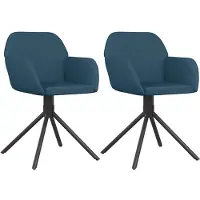 vidaXL Esszimmerstühle 2 Stk. Drehbar Blau Samt