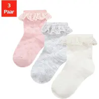 H.I.S. Socken "Babysocken Ajour" Packung, 3 Paar tlg. mit feinem Ajour Strickmuster und kleiner Rüsche