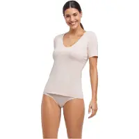 Falke Damen T-Shirt Daily Climate Control, M, Beige, Uni, Baumwolle