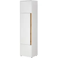 Furn.Design AKTENSCHRANK Weiß matt, Eiche Wotan 50 x 200 cm, Büroschrank mit viel Stauraum und 5 OH