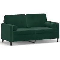 vidaXL 2-Sitzer-Sofa mit Zierkissen Dunkelgrün 140 cm Samt