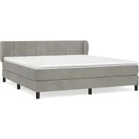 vidaXL Boxspringbett mit Matratze Hellgrau 160x200 cm Samt
