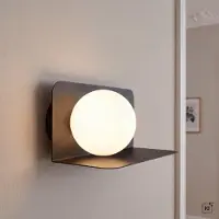 Licht-Erlebnisse Wandleuchte Schwarz Weiß Schlafzimmer G9 Glas Kugelschirm B:24 cm Wandlampe blendarm