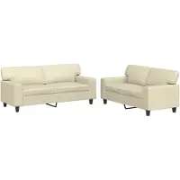 vidaXL 2-tlg. Sofagarnitur Creme Kunstleder