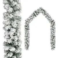 vidaXL - Weihnachtsgirlande - mit - Schnee - 20 - m - PVC - grün