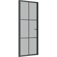 vidaXL Innentür 83x201,5 cm Schwarz Mattglas und Aluminium
