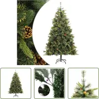 The Living Store Künstlicher Weihnachtsbaum Klappbar mit Zapfen 180 cm