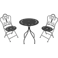 Axi Marilou Bistroset 3-teilig aus Metall in Anthrazit | Bistrotisch mit 2 Stühlen | Bistro Gartenmöbel Set für Garten / Balkon / Terrasse | Balkonset / Sitzgruppe