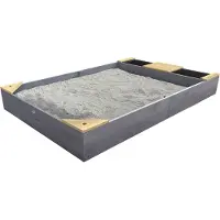 Axi Kelly Sandkasten aus Holz mit Sitzbank, Sitzecken & Behältern für z.B. Wasser | Sandbox für Kinder in Grau & Braun | 180 x 115 cm