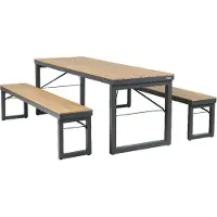 Axi Chianti Gartenset Klappbar mit 2 Bänken in Anthrazit / Braun für 8 Personen | Klappbarer Picknicktisch / Picknickbank aus Aluminium / Polywood | Esstisch für Draußen / Garten