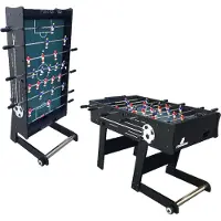 Cougar Scorpion Kick TS Tischkicker | Kickertisch in Schwarz mit Teleskopstangen klappbar | Fußballtisch inkl. 2 Bälle & Punktezähler | Indoor Tischfußball für Kinder & Erwachsene | Maße 122x61x80 cm