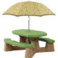 Step2 Naturally Playful Picknicktisch mit Sonnenschirm | Picknickbank für Kinder aus Kunststoff