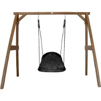 Axi Nestschaukel Roxy mit Gestell für Kinder | Outdoor Nest Schaukel für den Garten | Schaukelgestell in Braun / Nestschaukel in Schwarz