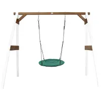 Axi Nestschaukel Summer mit Gestell für Kinder | Outdoor Nest Schaukel 100 cm für den Garten | Schaukelgestell in Weiß & Braun / Nestschaukel in Grün
