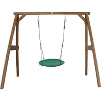 Axi Nestschaukel Summer mit Gestell für Kinder | Outdoor Nest Schaukel 100 cm für den Garten | Schaukelgestell in Braun / Nestschaukel in Grün