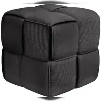 DELUKE Sitzhocker GIROS - Cord Dunkelgrau 40x40x40 cm | Hocker Schlafzimmer Polsterhocker Wohnzimmer Sitzbank Esszimmer