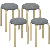 HOMCOM 4er Set Esszimmerhocker Stapelhocker Runde Hocker Grau