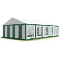 TOOLPORT Partyzelt Festzelt 5x10 m Garten-Pavillon PVC Plane 700 N in grün-weiß Wasserdicht