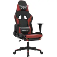 vidaXL Gaming-Stuhl mit Massage & Fußstütze Schwarz Weinrot Kunstleder