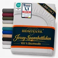 EXKLUSIV HEIMTEXTIL Jersey Spannbettlaken Deluxe 200 x 220 cm Silber 160 GSM, 100% Baumwolle Öko - Tex Zertifiziert Bed-Sheet Bettlaken Spannbetttuch
