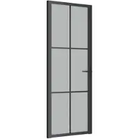 vidaXL Innentür 76x201,5 cm Schwarz Mattglas und Aluminium