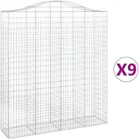 vidaXL Gabionen mit Hochbogen 9 Stk. 200x50x220/240cm Verzinktes Eisen