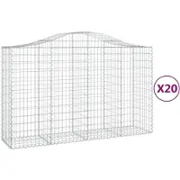 vidaXL Gabionen mit Hochbogen 20Stk. 200x50x120/140cm Verzinktes Eisen