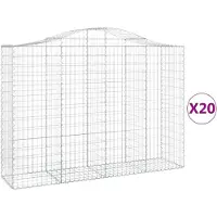 vidaXL Gabionen mit Hochbogen 20Stk. 200x50x140/160cm Verzinktes Eisen