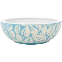 vidaXL Aufsatzwaschbecken Weiß und Blau Rund Ø41x14 cm Keramik