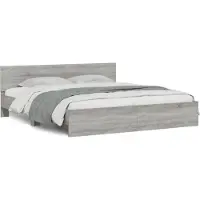 vidaXL Bettgestell mit Kopfteil Grau Sonoma 180x200 cm